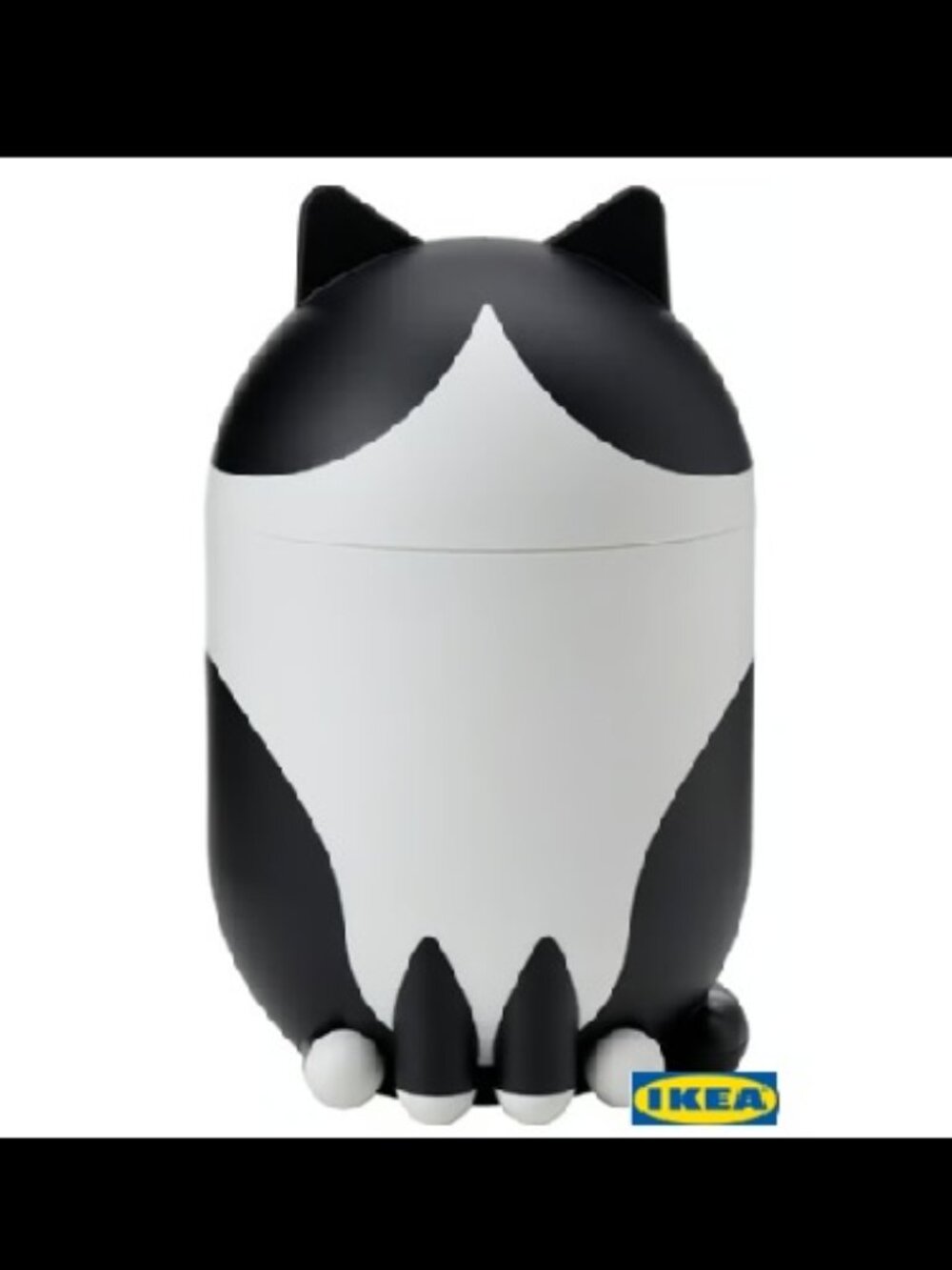 Ikea Grejsimojs Cat-Shaped Storage with Lid, Black and White Tuxedo, 506.031.78